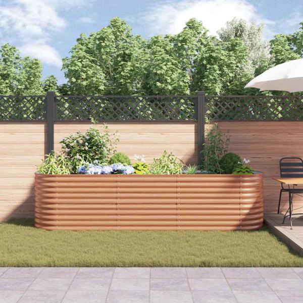 Hochbeet Pflanzgefäß Holzoptik Metall 320 X 80 X 81 cm Langlebig