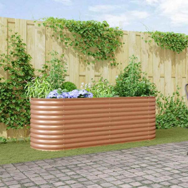 ARDEBO.de - Braunes Hochbeet - Holzoptik 240x80x81 cm Stahl