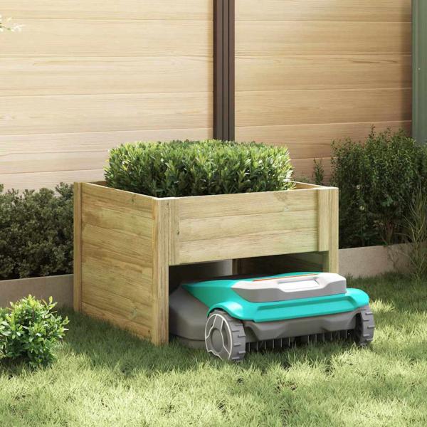 ARDEBO.de - Roboterrasenmäher Garage mit Pflanzer imprägniertes Kiefernholz