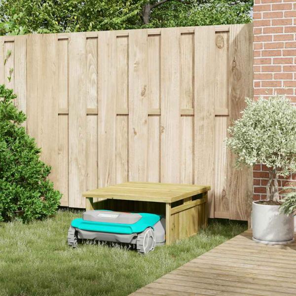 Garage für robotergestützten Rasenmäher 70x80x38 cm Impregniertes Holz Kiefer