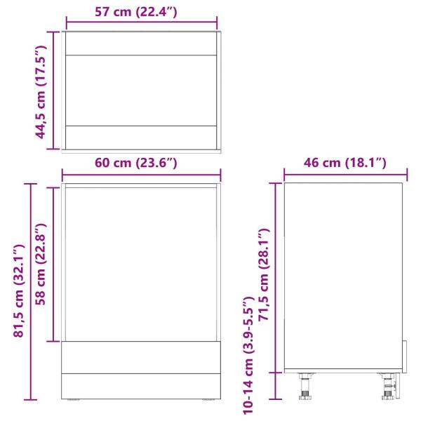 Ofenschrank Alte Holz 60x46x81,5 cm Spanplatte