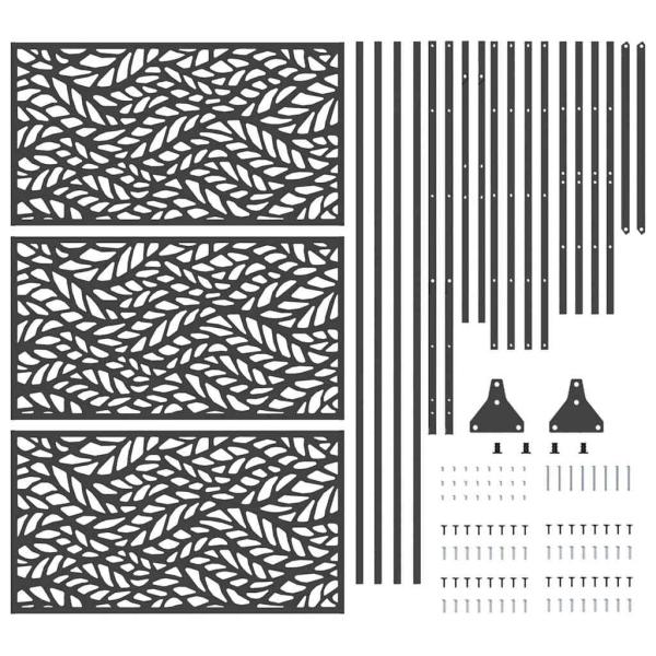 Metallzaunpanel Schwarz Pulverbeschichteter Stahl Groß