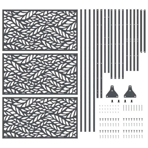 Metallzaunpanel Anthrazit Metall Groß Muster Außen Metallzaun