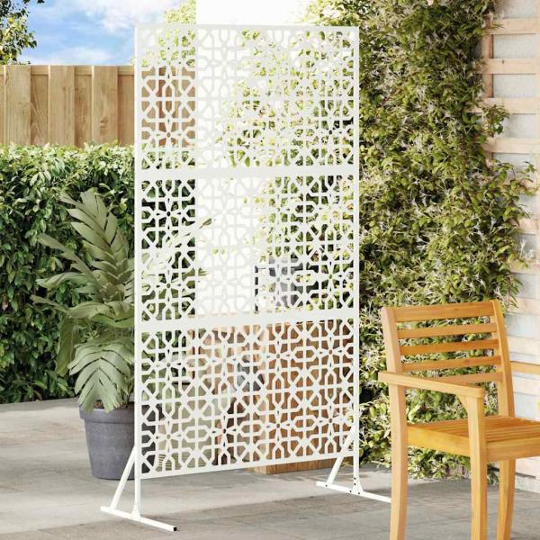 ARDEBO.de - Florales Zaunpanel Weiß Metall Mittel Dekoratives Design