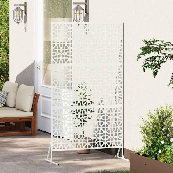 Florales Zaunpanel Weiß Metall Mittel Dekoratives Design