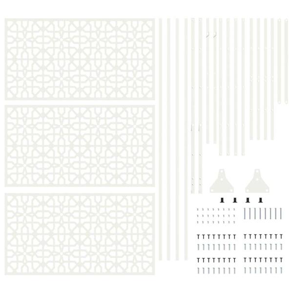 Florales Zaunpanel Weiß Metall Mittel Dekoratives Design