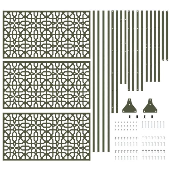 Metallzaunpanel Olivgrün Metall Groß Dekorative Intarsien