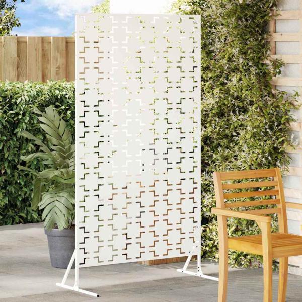ARDEBO.de - Metallzaunpanel Weiß Metall Groß Dekorative Intarsien