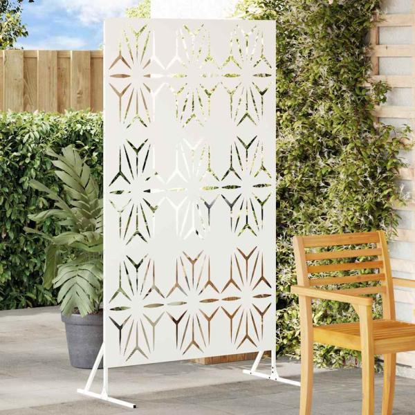 ARDEBO.de - Metallzaunpanel Weiß Metall Groß Dekorative Intarsien