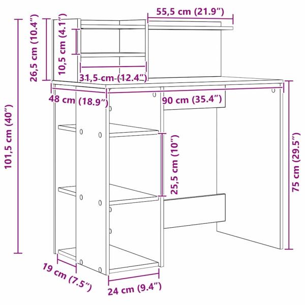 Schreibtisch mit Stauraum Weiß 90x48x101.5 cm Holzwerkstoff