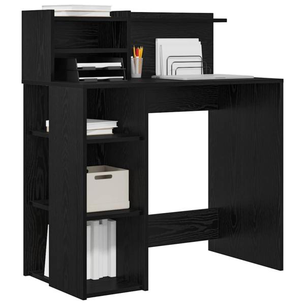 Schreibtisch mit Stauraum Schwarz Eiche 90x48x101.5 cm Holzwerkstoff