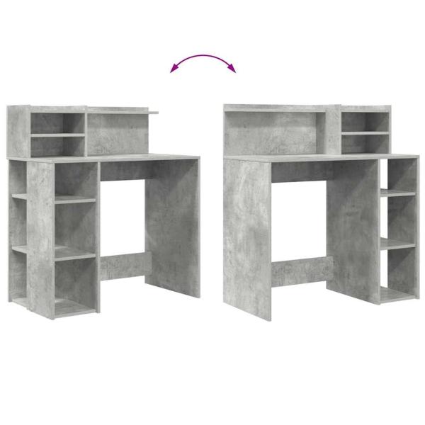 Schreibtisch mit Stauraum Beton grau 90x48x101.5 cm Holzwerkstoff