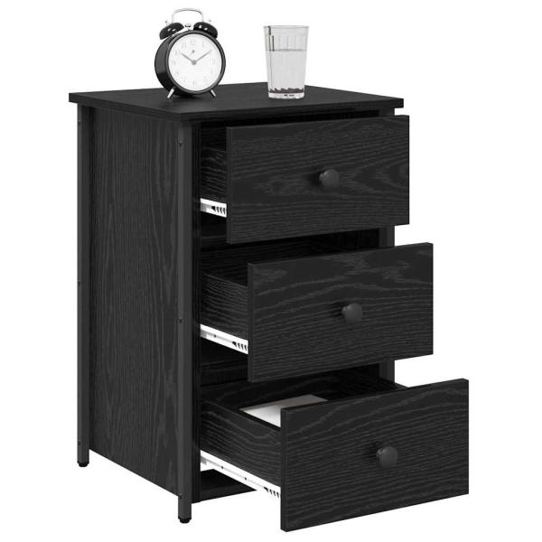 Schwarzer Eichen-Nachttisch Schwarze Eiche MDF, Metall Kompakt