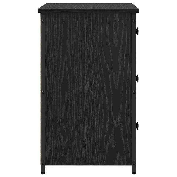 Schwarzer Eichen-Nachttisch Schwarze Eiche MDF, Metall Kompakt