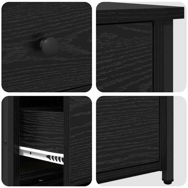 Schwarzer Eichen-Nachttisch Schwarze Eiche MDF, Metall Kompakt