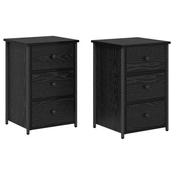 Black Oak Nachttisch Set Schwarzer Eiche Holzwerkstoff Mittel