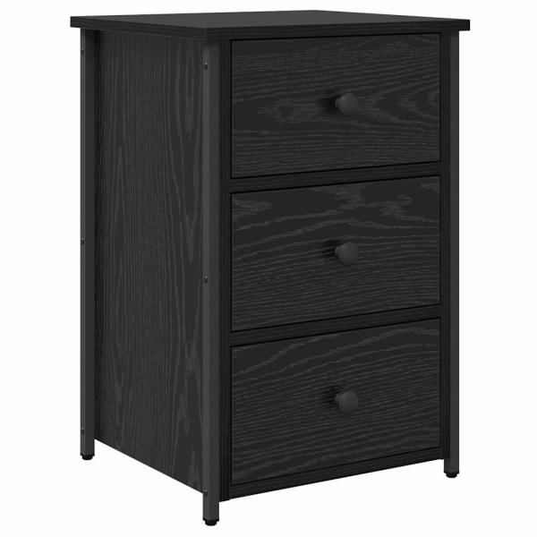 Black Oak Nachttisch Set Schwarzer Eiche Holzwerkstoff Mittel