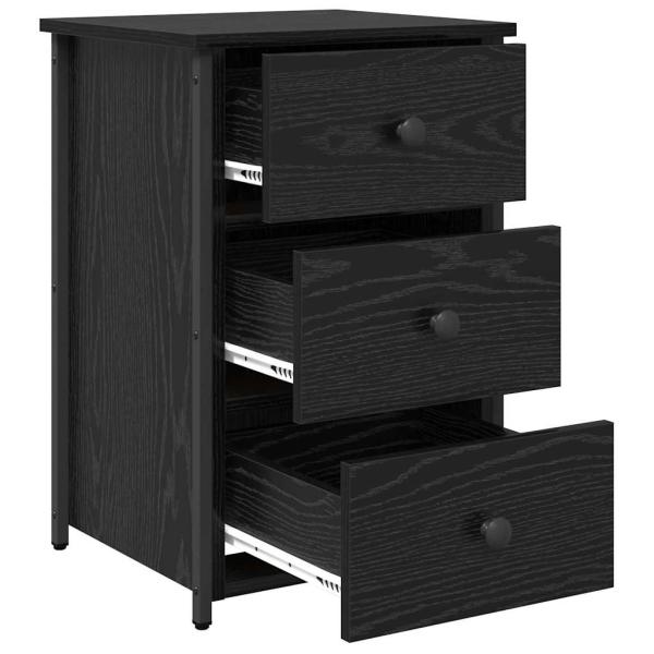 Black Oak Nachttisch Set Schwarzer Eiche Holzwerkstoff Mittel