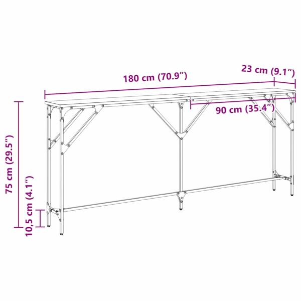 Konsolentisch Schwarz Eiche 180x23x75 cm Engineered Wood
