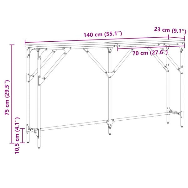 Konsole Tisch Massivholz Eiche 140x23x75 cm Holzwerkstoff