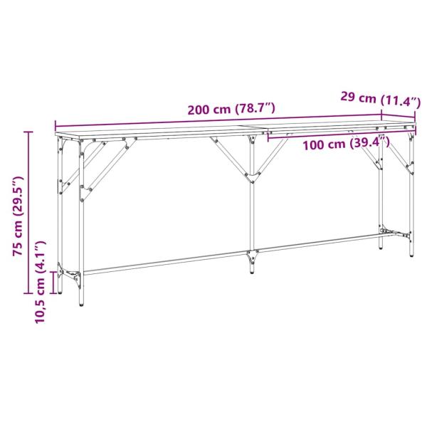 Konsolentisch Schwarzes Eichenholz 200x29x75 cm Holzwerkstoff