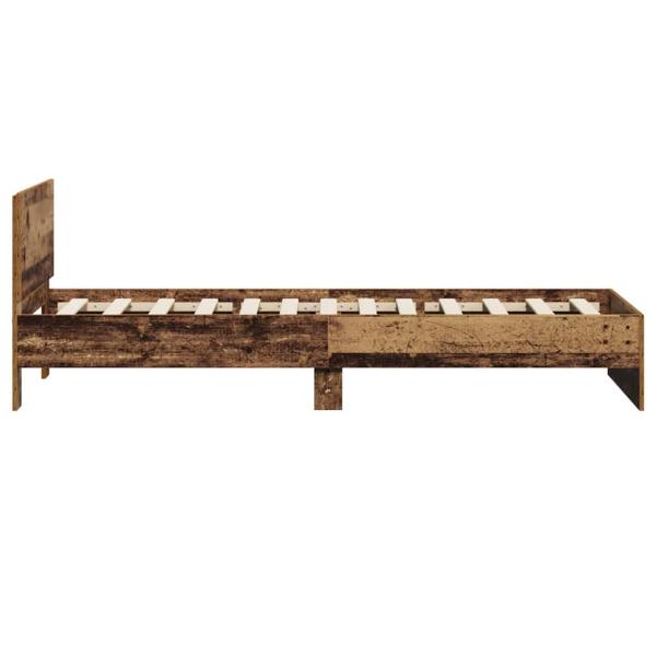 Bettgestell ohne Matratze mit Kopfteil Altes Holz 75x190 cm