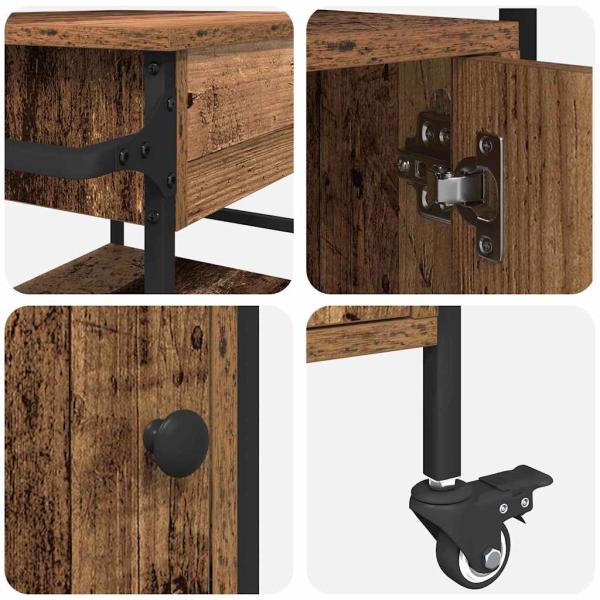 Küchentrolley Alt Holz 56x43x89,5 cm Hergestelltes Holz