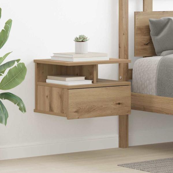 ARDEBO.de - Schwebender Nachttisch Artisan Eiche 40x31x27 cm Holzwerkstoff
