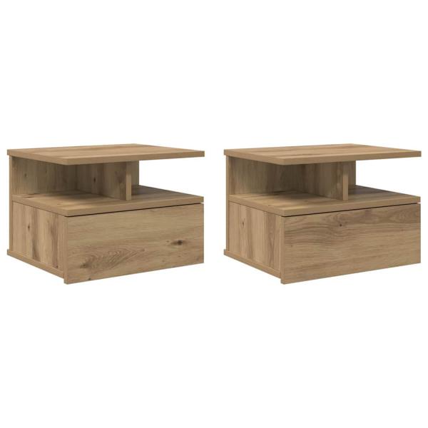 ARDEBO.de - Schwebende Nachttische 2 Stück Artisan Eiche 40x31x27 cm Werkstoff Holz