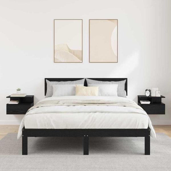 ARDEBO.de - schwebende Nachttische 2 Stück Schwarze Eiche 40x31x27 cm Holzwerkstoff