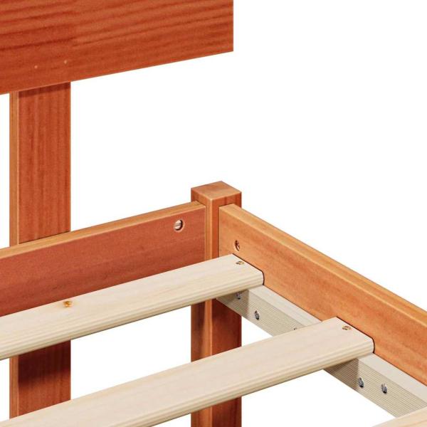 Bettgestell mit Kopfteil in gewachstem Braun 200x200 cm aus massivem Kiefernholz