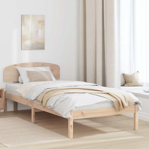 ARDEBO.de - Bettgestell mit Kopfteil 100x200 cm Massivholz Kiefer