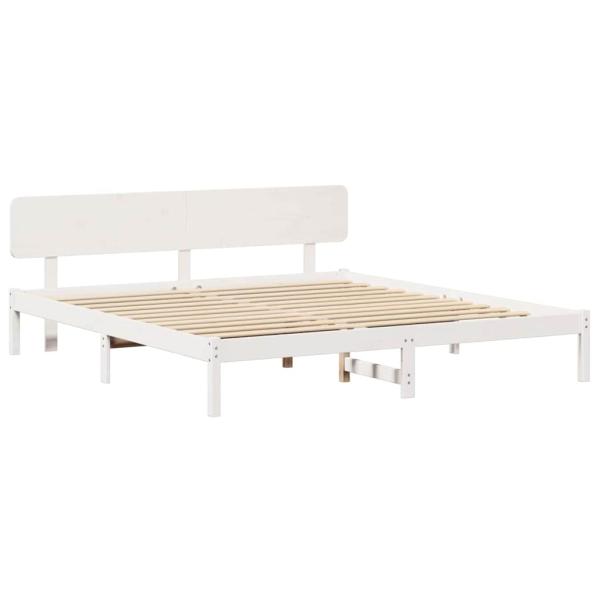 Bettgestell mit Kopfteil Weiß 180x200 cm Massivholz Kiefer