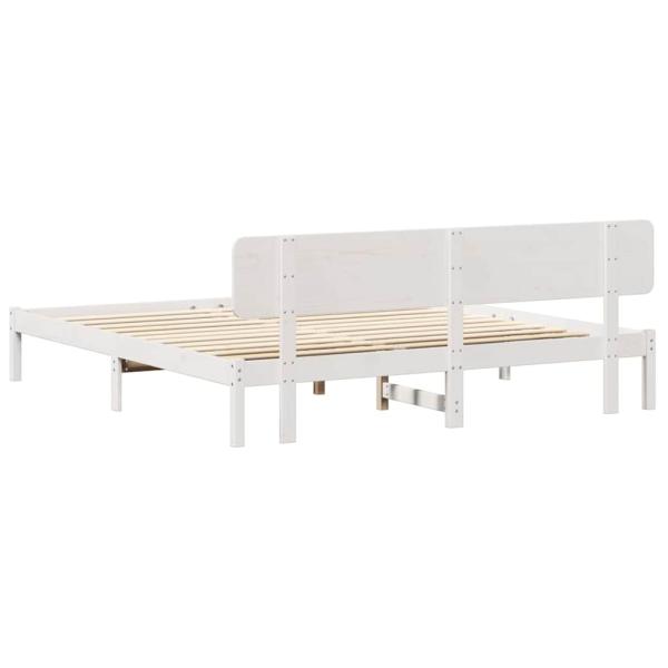 Bettgestell mit Kopfteil Weiß 180x200 cm Massivholz Kiefer