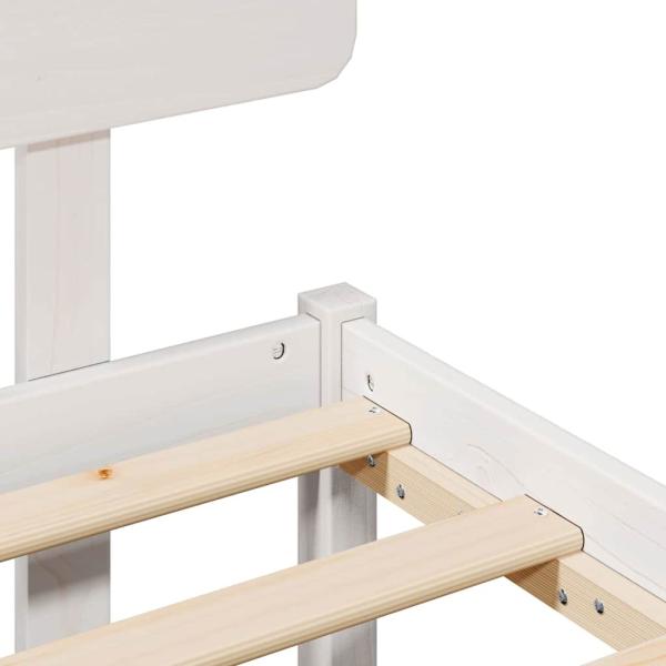 Bettgestell mit Kopfteil Weiß 160x200 cm Massivholz Kiefer