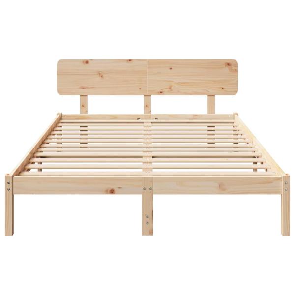 Bettgestell mit Kopfteil 150x200 cm aus massivem Kiefernholz