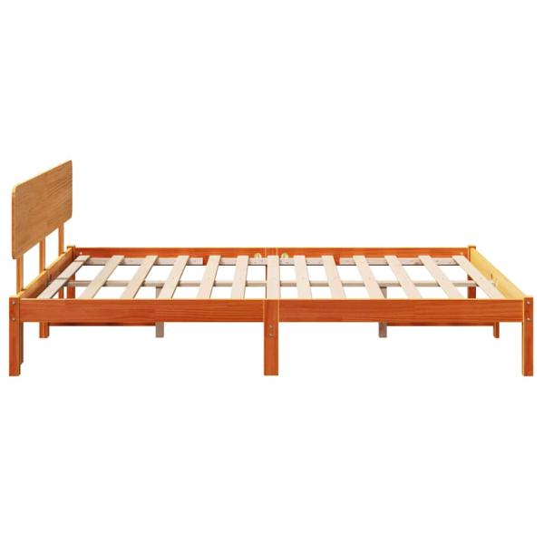 Bettgestell mit Kopfteil Wachsbrown 140x200 cm Massivholz Kiefer