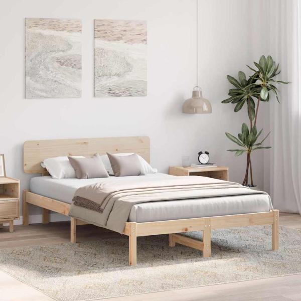 ARDEBO.de - Bettgestell mit Kopfteil 140x190 cm Massivholz Kiefer