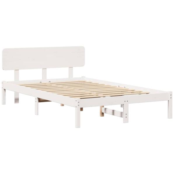Bettgestell mit Kopfteil Weiß 140x190 cm Massivholz Kiefer