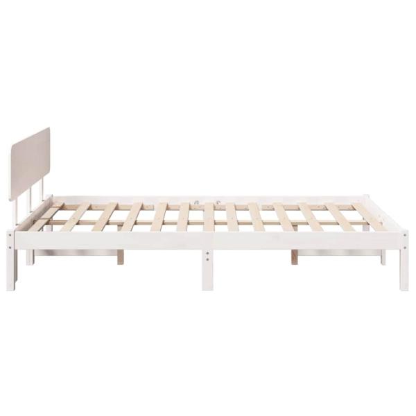 Bettgestell mit Kopfteil Weiß 140x190 cm Massivholz Kiefer