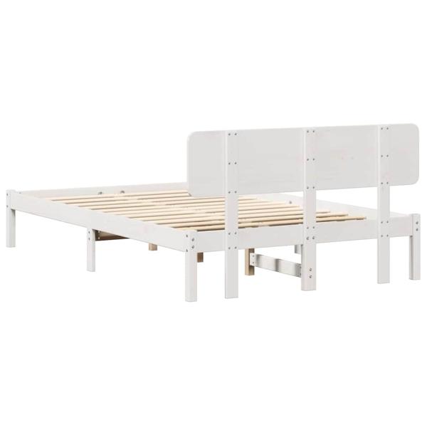 Bettgestell mit Kopfteil Weiß 140x190 cm Massivholz Kiefer