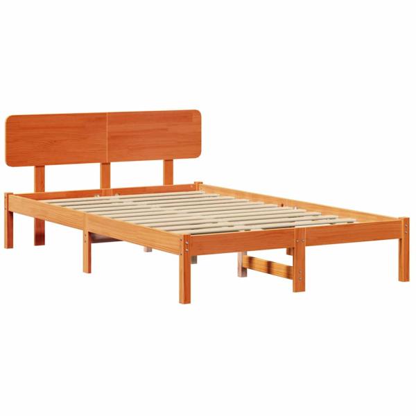 Bettgestell mit Kopfteil Gewachst Braun 140x190 cm Massivholz Kiefer