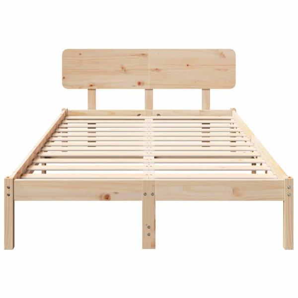 Bettgestell mit Kopfteil 135x190 cm Massivholz Kiefer