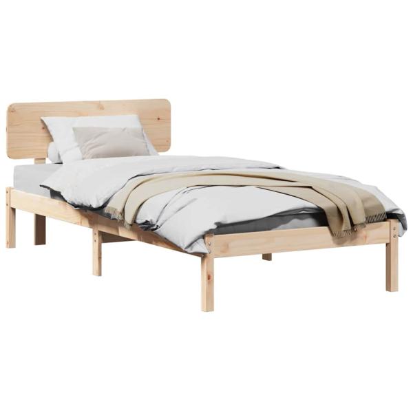 Bettgestell mit Kopfteil 100x200 cm Massiv Kiefernholz