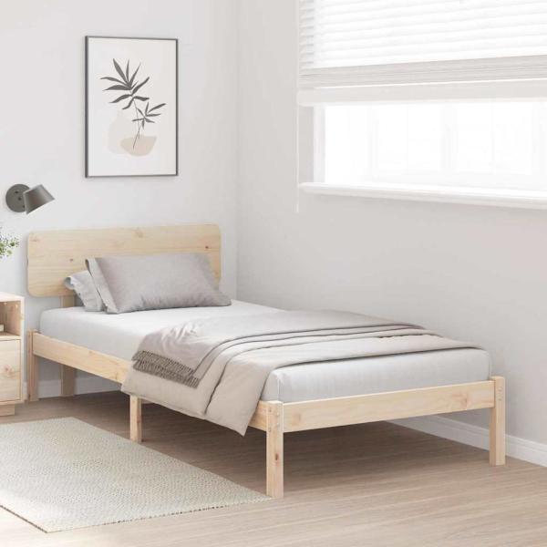 Bettgestell mit Kopfteil 100x200 cm Massiv Kiefernholz