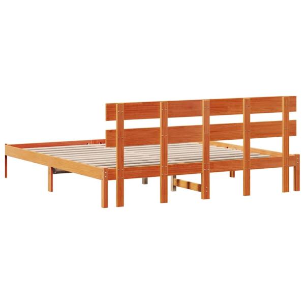 Bettgestell mit Kopfteil Wachsbrown 180x200 cm Massivholz Kiefer
