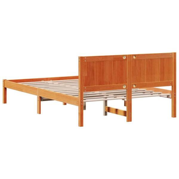Massives Kiefer Bettgestell Gewachstes Braun Massivholz