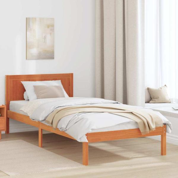 ARDEBO.de - Kiefernholz Bettgestell Gewachst Braun Massivholz 100 x 200 cm