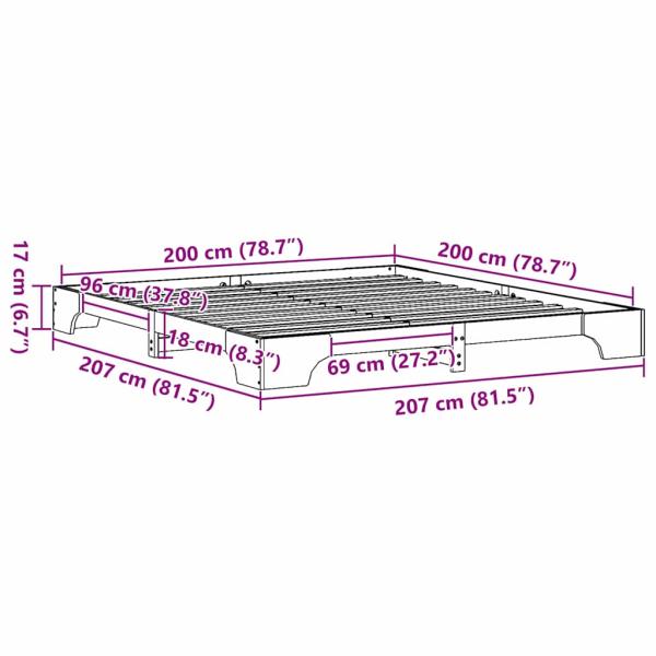 Bettgestell Weiß Holz 200 x 200 cm Stabil Modernes Bettgestell