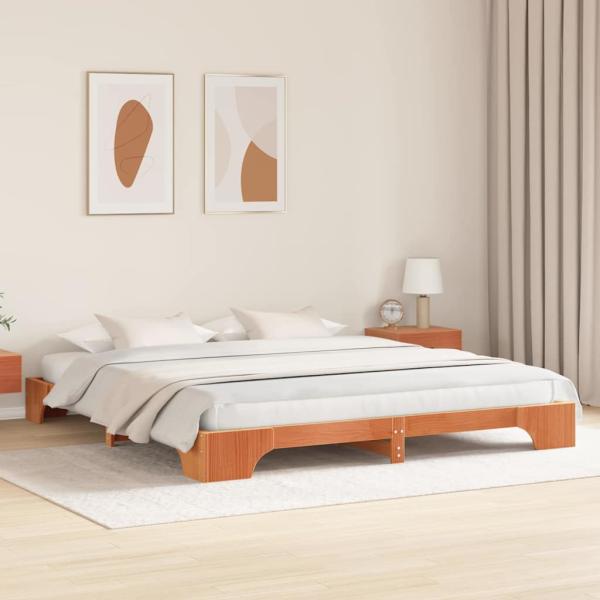 Bettgestell Gewachst braun Massivholz 200 x 200 cm Bettgestell